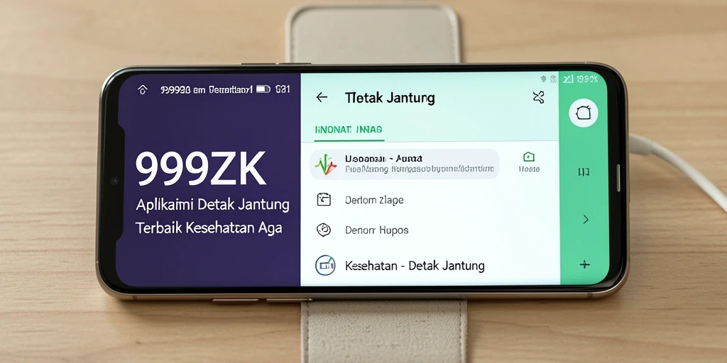 Antarmuka aplikasi 999ZK menunjukkan data detak jantung dengan jelas.