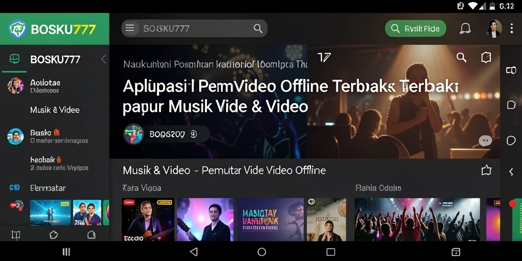 Tampilan antarmuka BOSKU777 untuk pemutar video offline yang menarik.