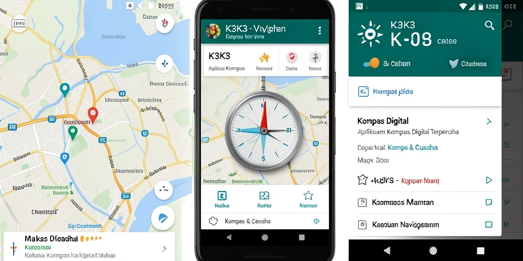 Antarmuka K3K3 yang user-friendly untuk navigasi kompas digital.