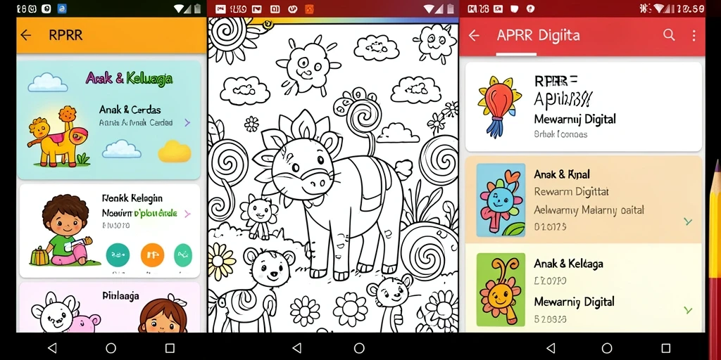 Screenshot antarmuka aplikasi RPRR dengan gambar mewarnai.
