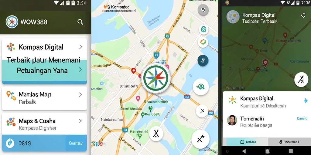 Antarmuka WOW388 menampilkan kompas digital yang interaktif dan informatif.