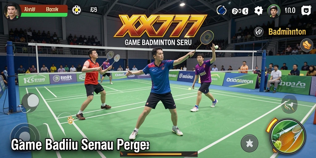 Tampilan antarmuka permainan Badminton yang menarik dan mudah digunakan.
